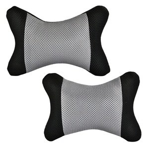 Cosmos ® Gray 2PCS Mesh Dog Bone Shape Car Neck Pillow/cushion with Cosmos Fastening Strap