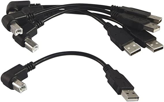 YCS basics Black USB 2.0 High Speed Printer/Scanner Right Angle Cable (0.5 Ft 5 Pack)