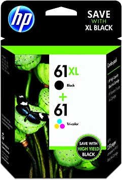 HP 61 / 61Xl (Cz138fn) Ink Cartridges (Tri-Color/Black) 2-Pack in Retail Packaging