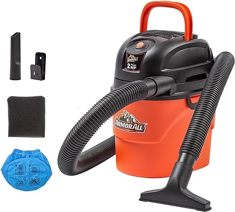 Armor All AA155 1.5-Gallon 2 Peak HP Portable Wet/Dry Shop Vac, Orange