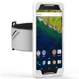 Nexus 6P Armband MoKo Silicone Armband for Google Nexus 6P by Huawei 57 Inch Smartphone 2015 - Key Holder Slot well-rounded protection Perfect Earphone Connection while Running Crystal CLEAR