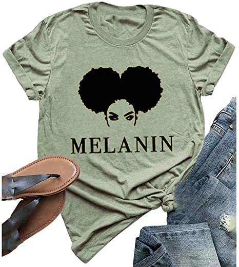 YourTops Women Melanin Graphic T-Shirt Afro Woman T-Shirt