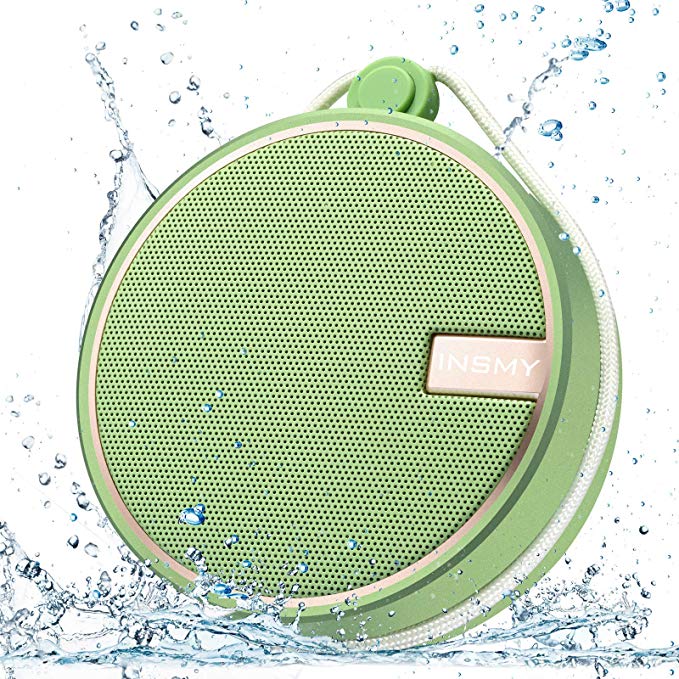 INSMY Portable IPX7 Waterproof Bluetooth Speaker, Wireless Outdoor Speaker Shower Speaker, with HD Sound, Support TF Card, Suction Cup, 12H Playtime, for Kayaking, Boating, Hiking (Avocado)