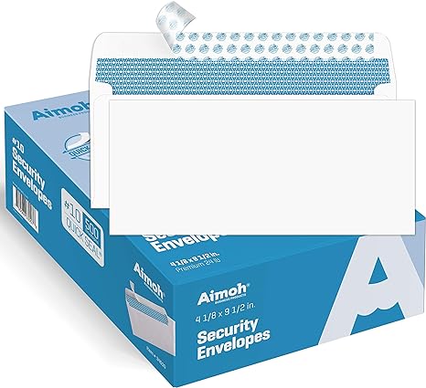 #10 Security Self-Seal Envelopes - 1 Case - 5 Packs - 2500 Envelopes, Windowless, Security Tint Pattern, Quick-Seal Closure - EnveGuard - Size 4-1/8 x 9-1/2 Inches - White - 24 LB (34010-CS)