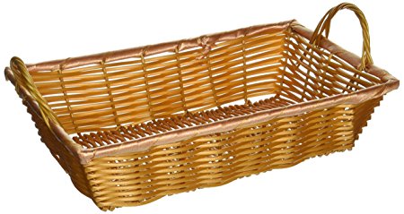 Winco PWBN-12B Rectangular Woven Basket with Handles, 12-Inch by 8-Inch by 3-Inch
