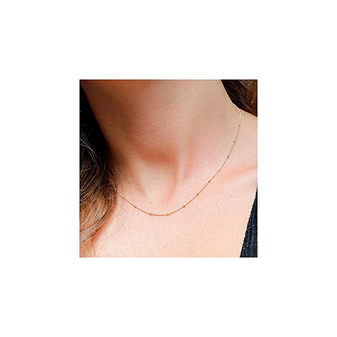 Gold Chain Choker Necklace,14K Gold Filled Dainty Cute Lip Chain Long Necklace Delicate Fashion Choker Necklace Jewelry Gift for Women