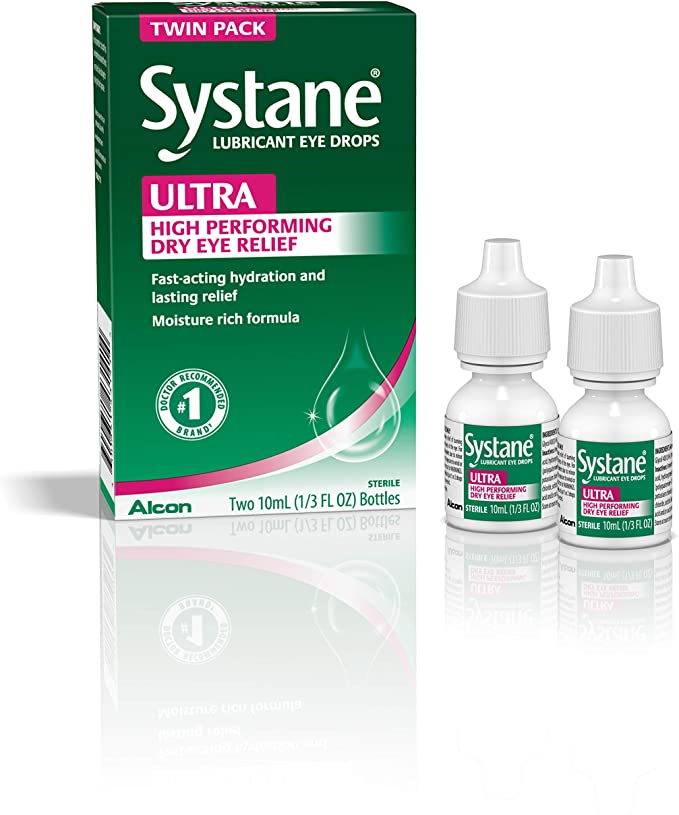 Systane Ultra Lubricant Eye Drops, Twin Pack, 10-mL Each,packaging may vary