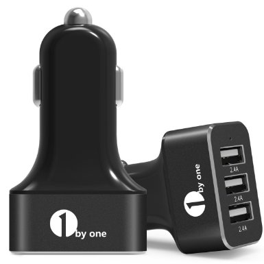 1byone 7.2A / 36W 3-Port USB Car Charger with Smart IC Adapts, Safety Protection for Apple and Android Devices, Black