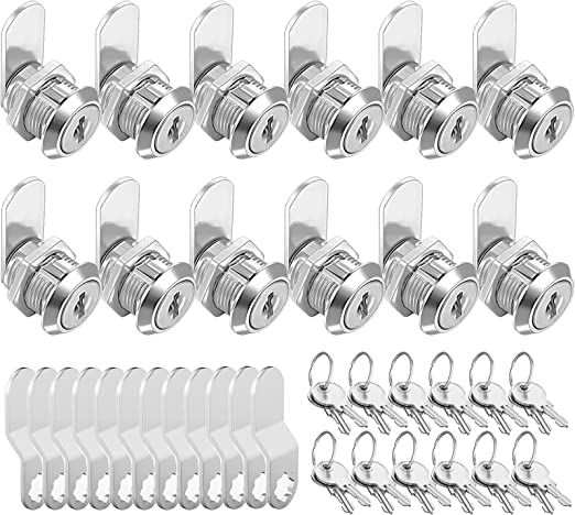 Cam Locks Cabinet Locks Keyed Alike, 5/8'' Cylinder Length Fits on 0.4'' Max Panel Thickness, Secure File Drawer Mailbox RV Storage Tool Box Replacement Lock Set, Zinc Alloy(5/8 Inch 12Pcs)