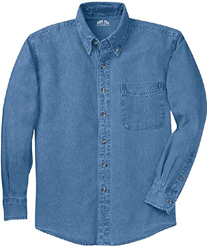 Joe's USA 6.5-Ounce Tall Long Sleeve Denim Shirts in Tall Sizes: LT-4XLT