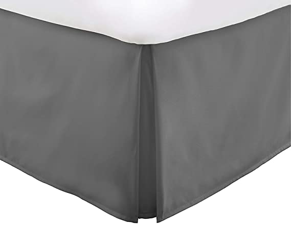 Bed Skirt Queen Size 18 inch Drop Split Corner Premium 600 Thread Count 100% Soft Egyptian Cotton Tailored Fit Queen Size Bed Skirt Luxurious & Wrinkle Free (Dark Grey, Queen 60x80 Size 18 Inch Drop)