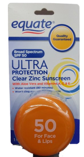 Equate Clear Zinc Oxide Sunscreen Cream SPF 50, 1 fl oz