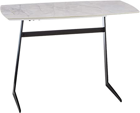 Amazon Brand - Rivet Ceramic & Metal End/Side Table, 58 x 38 x 80cm, White Top/Black Legs