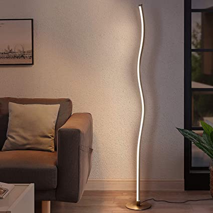 Albrillo Spiral Design LED Floor Lamp - Dimmable Floor Lamps with 3 Color Temperatures, Top Touch Control, 1.8M Cable, Modern Standing Lamps for Living Room, Bedroom, 18W/1000lm, Sliver