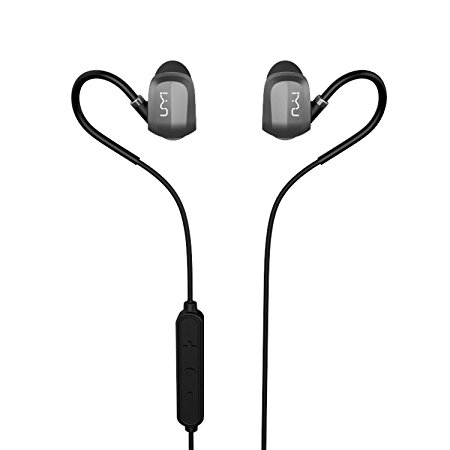 Bluetooth Headphones, UMIDIGI Wireless Bluetooth 4.1 Earphone Stereo Sports Headphones Headset with 8 Hours Play Time and CVC 6.0 Noise Cancellation, IPX4 Sweatproof for Running Exercise Gym, Built-in Mic Hands-free Calling and aptX, 180° Adjustable Hook - Black