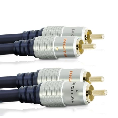 CableMountain 2xRCA to 2X RCA Cables 1.6FT- Gold Plated Male-to-Male Phono to Phono Cable | RCA Audio Cable for Amplifier, Turntable, TV, Home Theater, Speakers and HiFi Systems