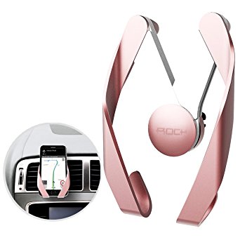 Rock Car Mount Adjustable GPS Bracket Air Vent Phone Holder for Smartphones - Pink Golden