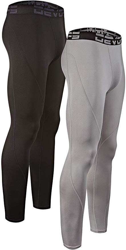 DEVOPS Men's 2 Pack Thermal Heat-Chain Compression Baselayer Long Johns Pants