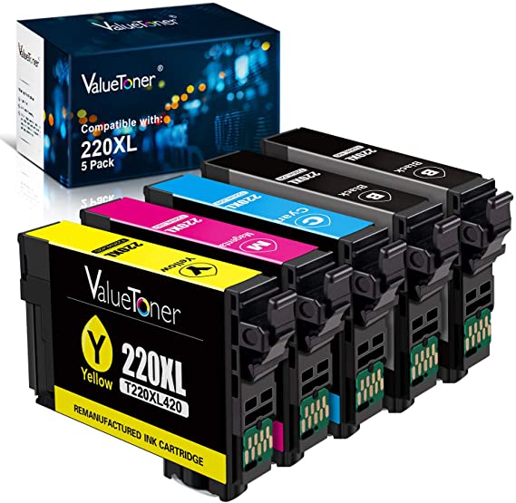 Valuetoner Remanufactured Ink Cartridge Replacement for Epson 220 220XL T220XL for Workforce WF-2760,WF-2750,WF-2630, WF-2650, WF-2660,XP-320,XP-420,XP-424 (2 Black,1 Cyan,1 Magenta,1 Yellow, 5 Pack)