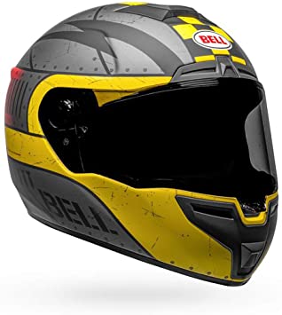 Bell SRT Helmet (Devil May Care Matte Gray/Yellow - Medium)