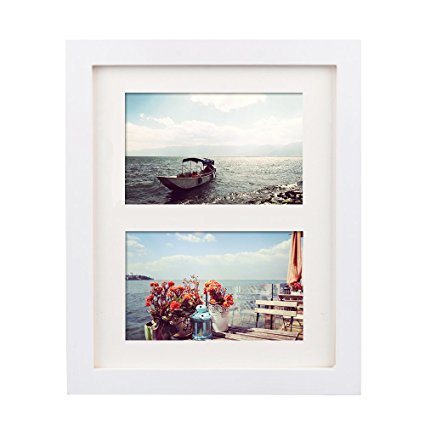 Picture Frame 8x10, Alotpower White Desktop Picture Frame Made to Display Two 4x6 Picture with Mat wih Plexiglass Front