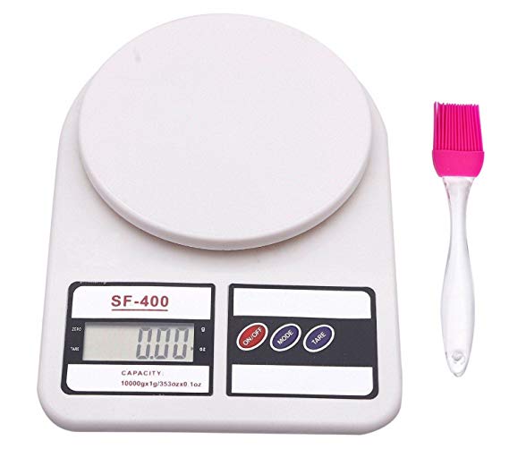 Bulfyss Electronic Kitchen Digital Weighing Scale (Upto 10 Kg) with Silicone Brush (1 PC, White)