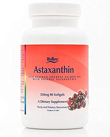 BioPure Astaxanthin (Wild Sockeye Salmon Oil) 350 mg- 90 softgel Capsules