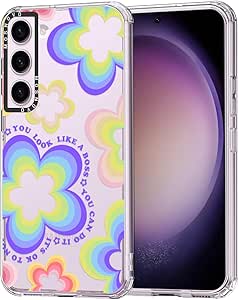 MOSNOVO Case for Samsung Galaxy S23 Plus, [Buffertech 6.6ft Military-Grade Drop Protection] [Anti Peel Off Tech] Clear TPU Bumper Phone Case Cover Design - Heavenly Blooms