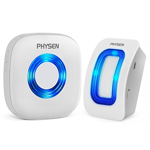 PHYSEN Wireless Home Security Driveway Alarm,Motion Sensor Detect Alert Store Door Entry Chime with 1 Motion Sensor and 1 Receiver,500ft Range,52 Chimes,4 Volume Levels,Build in LED Indicators