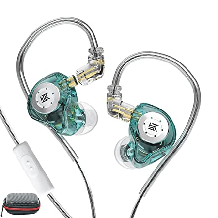 Kz Edx Pro Wired In Ear Earphone With Mic Hifi Stereo Special Dual Magnetic Circuit Dynamic Driver With 5N Ofc 2Pin Detachable Cable With Leatherette Case (Cyan)