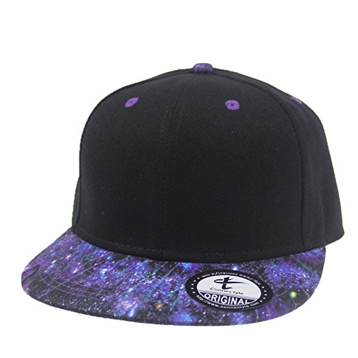 Connectyle Mens Galaxy Brim Snapback Flat Bill Hat Adjustable Hip Hop Trucker Cap