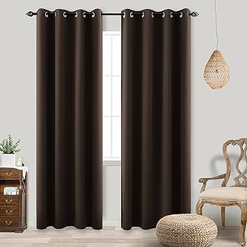 KOUFALL Chocolate Brown Curtains 96 Inch Length for Office 2 Panel Set Smooth Soft Warm Earthy Long Blackout Window Curtains Living Room Bedroom Dining Room