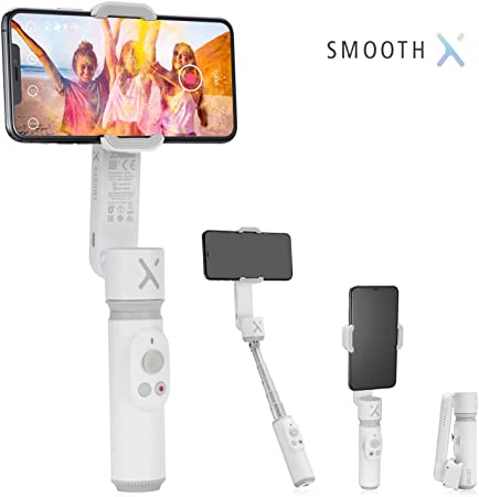 Zhiyun Smooth X 2-Axis Smartphone Gimbal Stabilizer for iPhone 11 Pro Xs Max Xr X 8 Plus 7 6 SE Android Cell Phone Vlog Kit for Instagram Tiktok Cinematic Live Video Recording Equipment SmoothX White