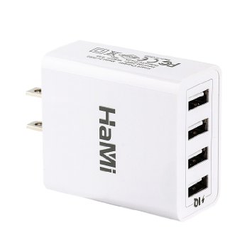 Wall Charger HaMi 21W 42A 4-port USB Charger Power Adapter Travel Charger Charging Station 24A Each Port for Apple Iphone 66splus55s Ipad Samsung Nexus HTC Tablet and More White