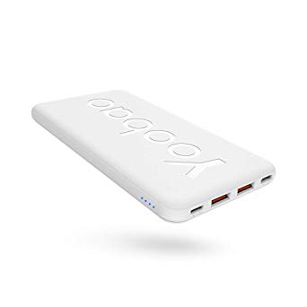 Portable Charger 10000mAh, Yoobao Ultra Slim Power Bank High-Speed 2 USB Ports with Flashlight External Battery Backup Powerbank Compatible with iPhone X 8 7 6s Plus,Samsung Galaxy and More-White