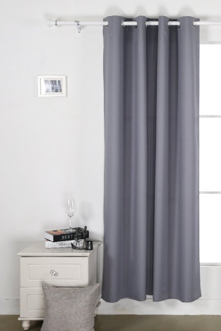 Deconovo Bedroom Thermal Insulated Curtain with Backside Silver Backing to Reflect Sunlights Light Grey 52 W x 63 L1 Panel
