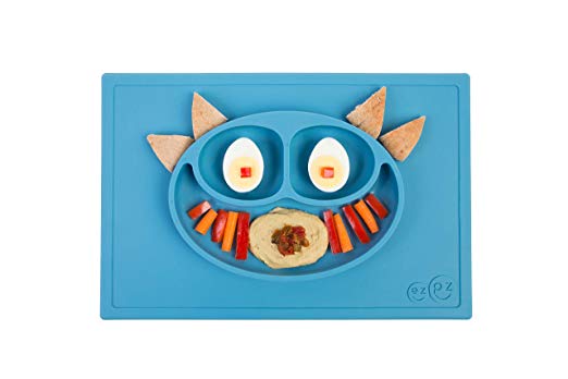 ezpz Happy Mat - One-Piece Silicone placemat   Plate (Blue)