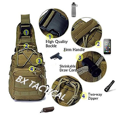 BX warehouse Outdoor Tactical Shoulder Backpack, Military & Sport Bag Pack Daypack for Camping, Hiking, Trekking, Rover Sling,chest bag