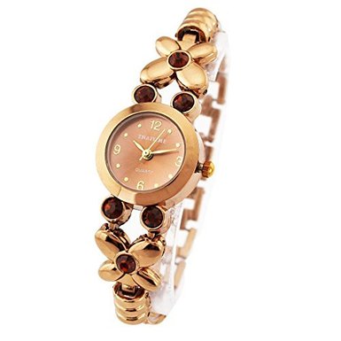 Womens Ladies Bronze Stainless Watches Butterfly Bracelet with Gem Elegant Waterproof Wrist Watches