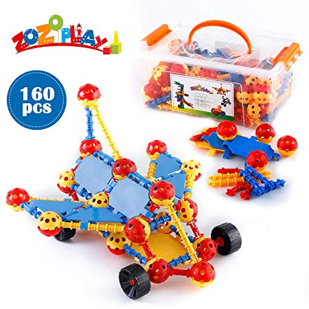 ZoZoplay STEM Learning Building Toys 160 Piece Creative Construction Engineering Fun Educational Toy Set for Boys and Girls Ages 3  Top Blocks Gift Game Kit