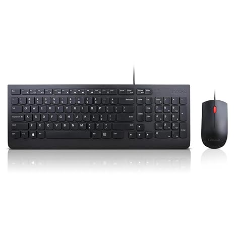 Lenovo Essential Wired Combo - Wired Keyboard and Mouse Set - USB - Black