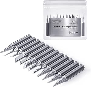 HANGLIFE 900M Soldering Iron Tips for Hakko, Yihua, Atten, Quick, Ryobi, and More Soldering Stations/Guns - Replacement Solder Tips for Welding Equipment & Accessories (12 pcs)