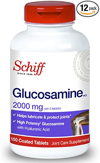 Schiff Glucosamine 2000mg with Hyaluronic Acid Joint Supplement, 150 ct (Pack of 12)