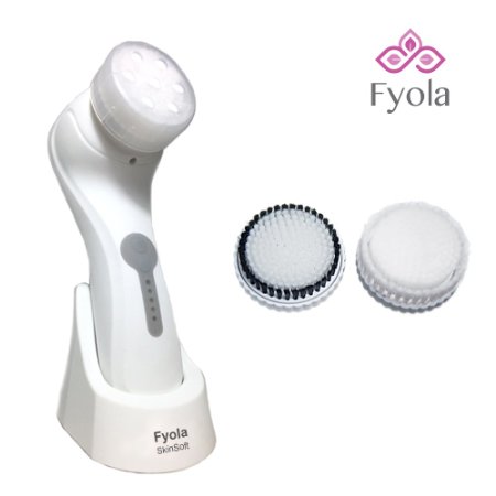 Sonic Facial Cleansing Brush - Fyola®- Exfoliation Brush w/ 4 Modes, Gentle SkinSoft Brush Repairs Skin Impurities, Best Cleansing Brush w/ 2 Attachable Brush Heads, Wireless Electric Charger