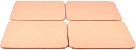 Cork Trivets, Plant and Table Top Protectors, High End Mouse Pads, 4 Pack of 11in x 11in Radius Corners, 3/8in Thick