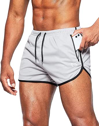 G Gradual Men's Running Shorts 3 Inch Quick Dry Gym Athletic Jogging Shorts with Zipper Pockets