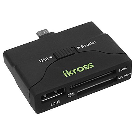 iKross Multi-Function Micro-USB to OTG / SD Memory Card Reader Adapter for Samsung Galaxy Tab 4 10.1/ Galaxy Tab Pro 10.1/ Galaxy Tab Pro 8.4/ Galaxy Note 8.0/ Galaxy Tab 3 Android Tablet Smartphone