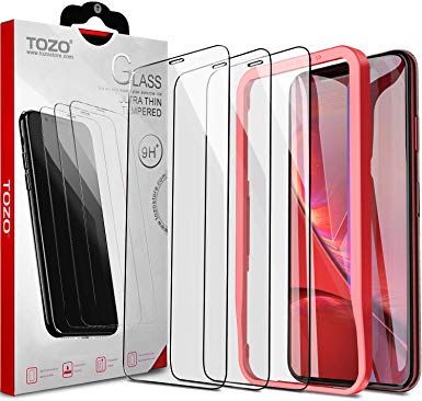 TOZO iPhone XR Screen Protector [3-Pack] Premium Tempered Glass [0.26mm] 9H Hardness 2.5D Film Super Easy Apply for iPhone XR 6.1 Inch (2018)