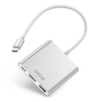LINKIM USB-C to HDMI USB 3.0 Hub Multiport Adapter Converter with Power Delivery, 3 in 1 Type-c(male to (female), HDMI 4k, USB 3.0 for MacBook Google ChromeBook Dell Lenovo Samsung Huawei Matebook