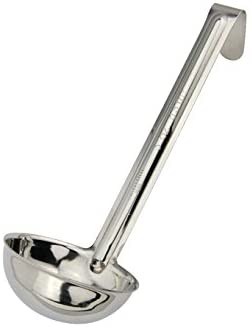 Winco LDI-30SH, 3 Oz Stainless Steel Soup Ladle with 6-Inch Handle, One Piece Sauce Portioner, Solid Serving Spoon, NSF